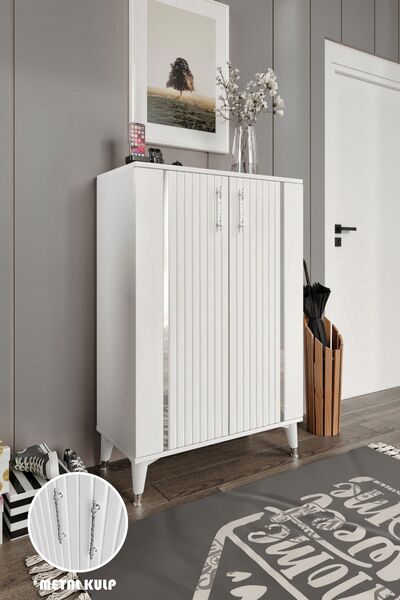 mapahomeliving Lyra Ayakkabılık  Çok Amaçlı Dolap Mutfak Kiler Balkon Beyaz G...