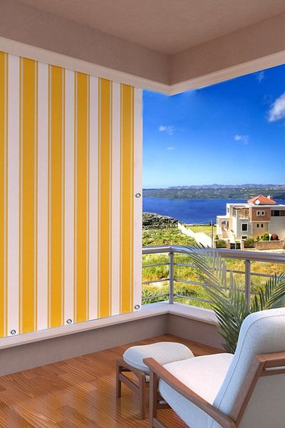 Setekshome Yellow-White Thick Buttoned Balcony Gift with Bird Eyes