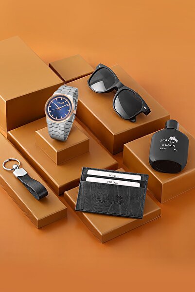 Polo Air Erkek Kol Saati Gözlük Parfüm Kartlık Anahtarlık Kombin Set Gümüş Ba...