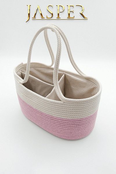 JASPER Pink Jute Rope Baby Care Bag - Multi-Purpose Organizer