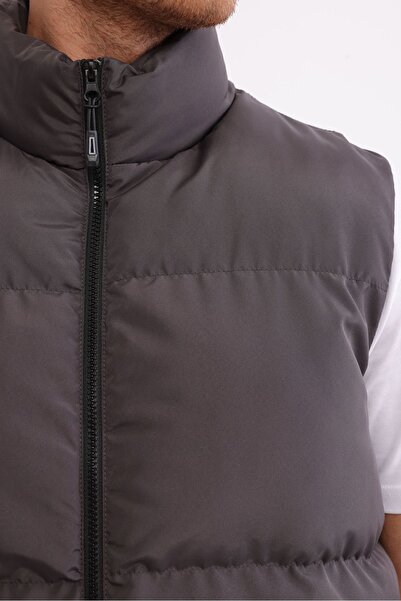 D1fference Men's Lined Water and Windproof Anthracite Inflatable Vest