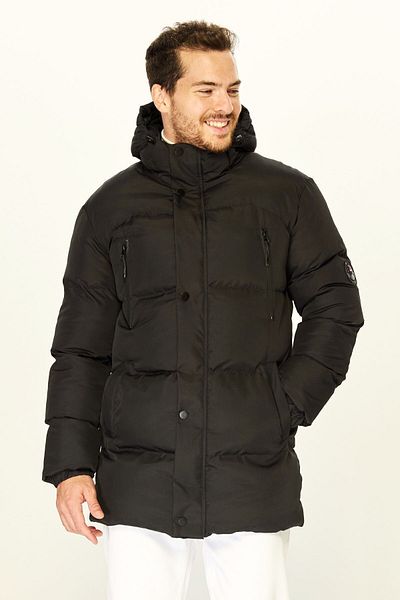 D1fference Men's Black Inflatable Parka - Hooded, Fiber Filled, Warm, Windproof