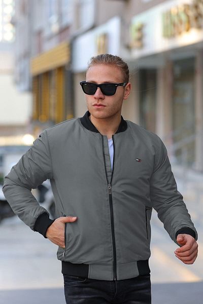 RİVERCLUP Men's Anthracite Water and Windproof Quilted Fiber Jacket