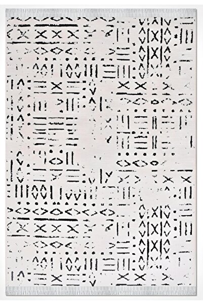 Halımax Crea Halı Vena Iskandinav Kaymaz Tabanlı Kilim Beyaz 8018s