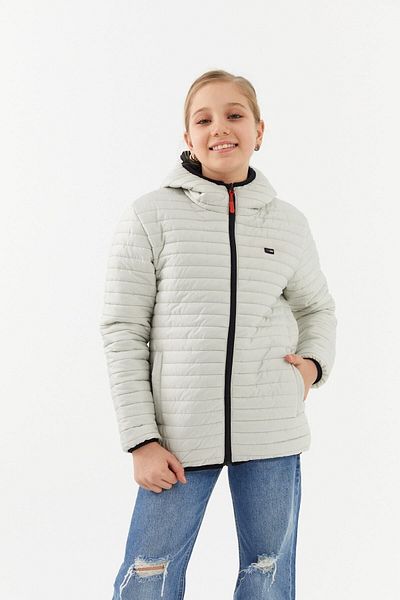 RİVERCLUP Girl's Water and Windproof Fiber Stone Color Hooded Coat
