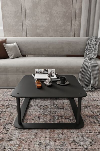 Halımax Royal Kare Siyah Orta Sehpa Dekoratif Modern Masa