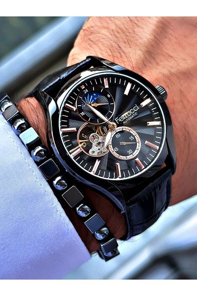Ferrucci Automatic Men's Wristwatch - Function FCF.03343FK.0, Leather Band