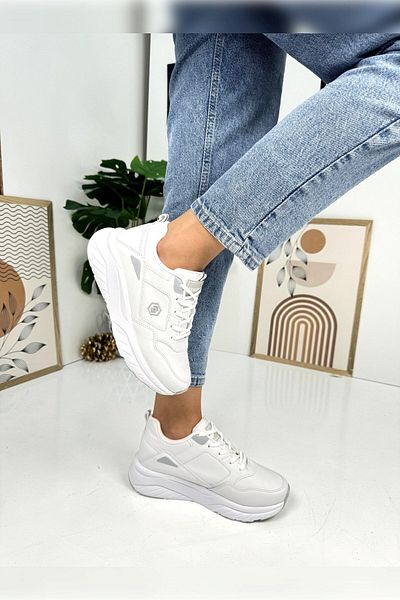 Nstil Pantofi de zi cu zi pentru femei, alb, gri, cu șireturi, vârf oval, talpă groasă cu model, pantofi sport confortabili 2110