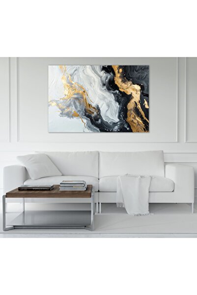 AllureArtDesign Gold Detaylı Soyut Kanvas Tablo, Soyut Tablo