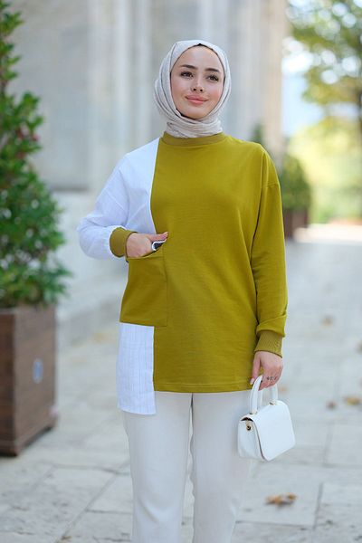 LOCCO Oil Green Tunic - Pocket and Shirt Detail
