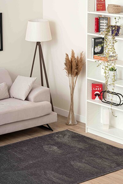 Lorente Home Opal Viscose Woven Carpet Rug Plush Post Non-Slip Base Washable Black Living Room Carpet 1652