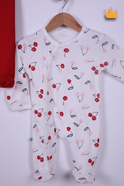 Babyhola 100% Cotton Overalls Set with 2 Pieces of Booties - Cherry Beret Set of 4 23608