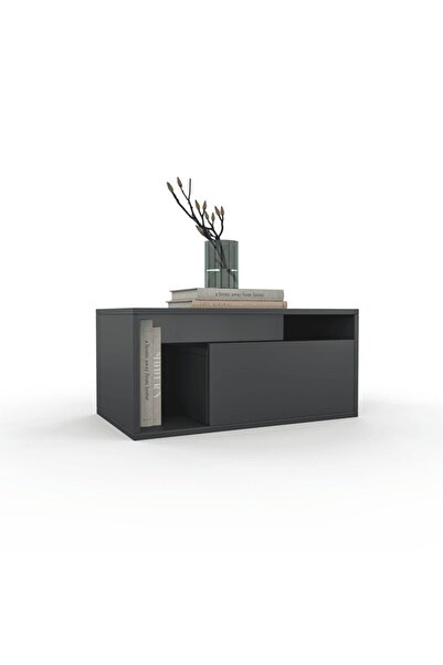 ANZERA Plum Komodin - Antrasit - Çekmeceli - Raflı