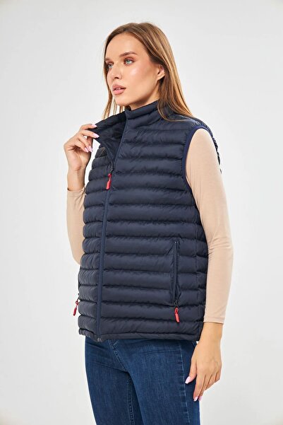 D1fference Námořnická modrá vesta Regular Fit Puffer - větruodolná a podšitá