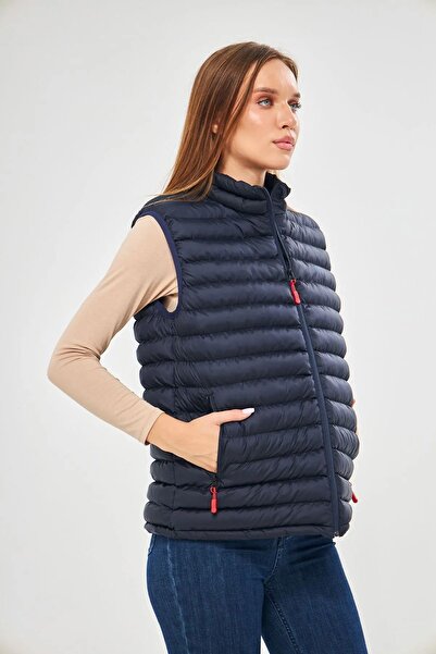 D1fference Námořnická modrá vesta Regular Fit Puffer - větruodolná a podšitá