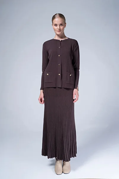 Niliwi 3049 Hrk Corded Cardigan - Pocket Button Detail