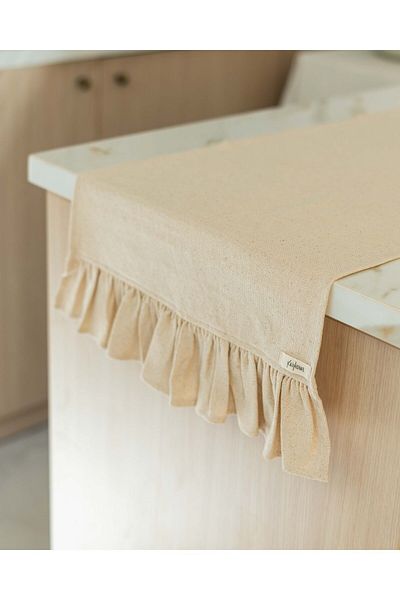 KaiHome Βαμβακερό Ακατέργαστο Λινό Ruffle Runner 40x150cm
