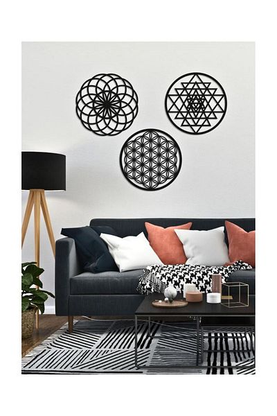 Numa Concept Flower of Life 3 Piece Painting Wooden Mdf Wall Decoration 30X30 cm