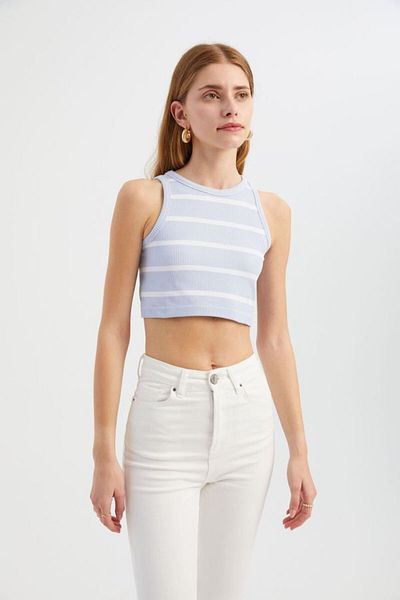 Hiccup Ριγέ Crop Top με λαιμόκοψη