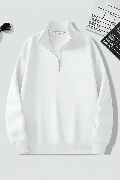 Vio Belle Men's Stand Collar Silver Half Zipper Sweatshirt