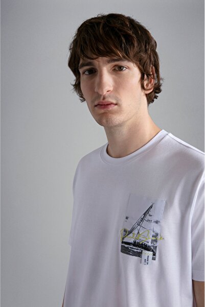 PAUL&SHARK MEN'S KNITTED T-SHIRT C.WCOTTON