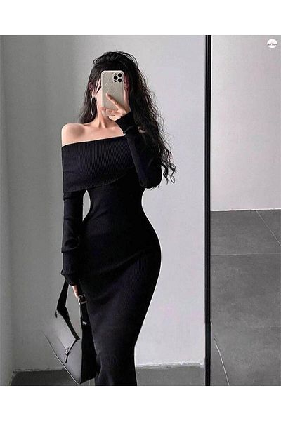 MODAALFABE Μακρύ φόρεμα για πάρτι με γιακά Madonna