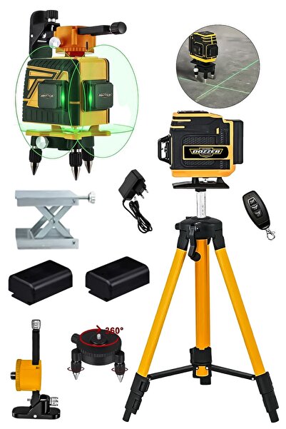 DOZZER DW3431 360° 12 Köşe Teleskopik 70Mt Ölçü 2x Akü Yeşil Çizgili Hizalama Lazer Metre Hizalama Makinesi