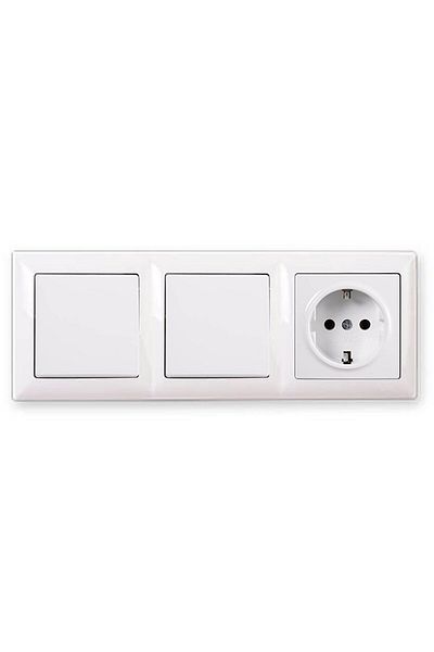 Günsan Visage White 3-Piece Set Switch, Switch and Grounded Socket Set