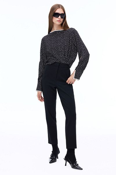 Perspective Black Always Regular Fit Women's Trousers - Pipe Leg