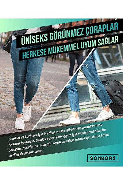 SONNORS 6 чифта невидими чорапи за жени и мъже, неплъзгащи се, от органичен памук, бели, до глезена