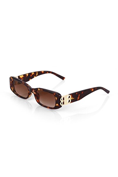 TomyHelf Brown Leopard Pattern Rectangular Sunglasses - Women