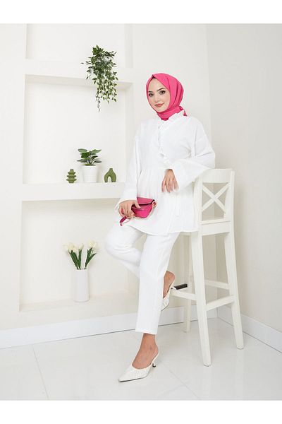 VOLT CLOTHİNG Γυναικείο χιτώνα Hijab με βολάν με γιακά