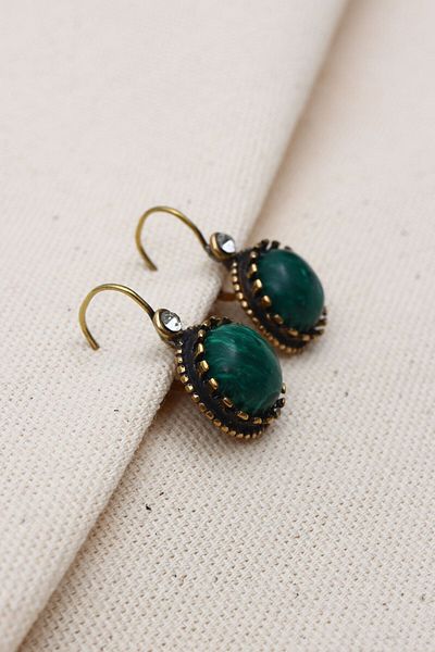 Süspüs Accessories Stone Detailed Malachite Women's Authentic Earrings