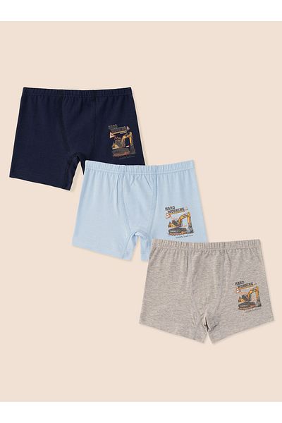 natuline Boy's Organic Cotton Lycra Boxer 3-Piece Hard Working 3507-3