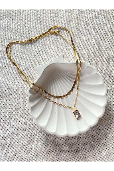 Meyras Touch Çelik Ikili Taşlı Kolye