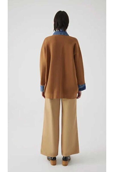 Exquise Oversize Brown Denim Camel Cardigan