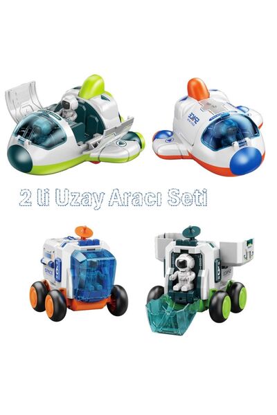 LRS STORE 2 li Uzay Mekiği Uzay Aracı Astronot Kapıları Açılır Uzay Araçları Sürtmeli Roket Kapsül Oyuncak