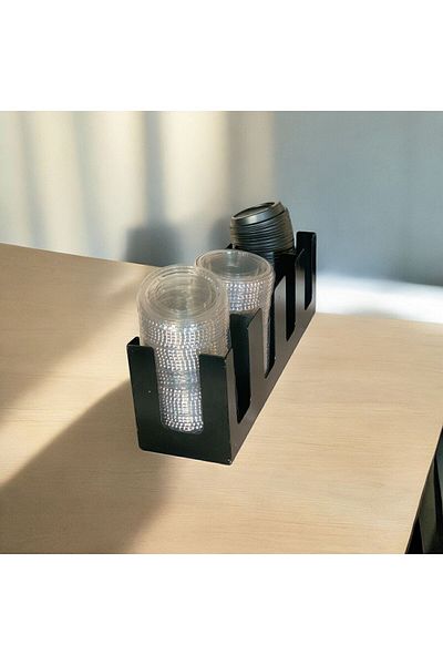 Goffee 4-Compartment Cup Lid Stand - Plastic Cardboard, Suitable for All Colors