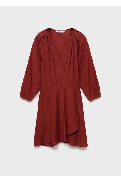 MANGO Woman Dokulu mini elbise