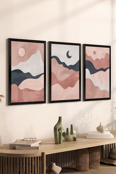 Artavessa طقم طاولة MDF مكون من 3 قطع بإطار أسود - مجموعة 3