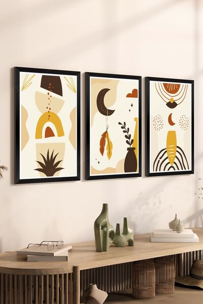 Artavessa طقم طاولة MDF مكون من 3 قطع بإطار أسود - مجموعة 17
