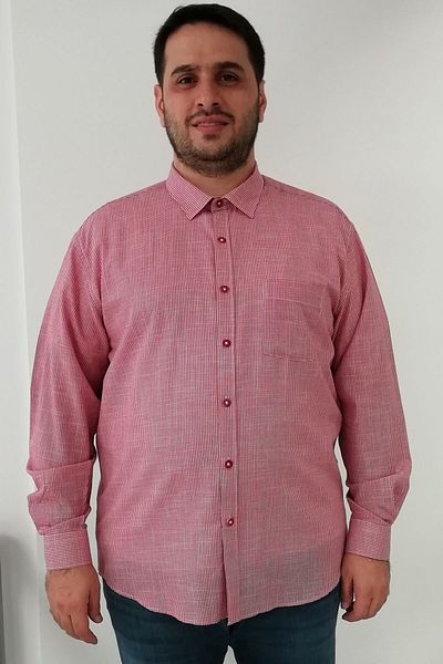 TOUSUS Plus Size Red Pitta Thin Voile Men's Shirt Btl-6011-tss