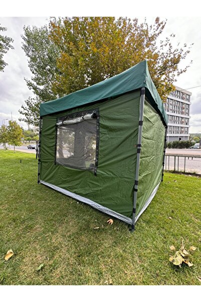 CLK Ticaret CLK 3x3 mt Kısa Bagaj Boy 115 cm Gazebo Portatif Kamp Çadırı Haki