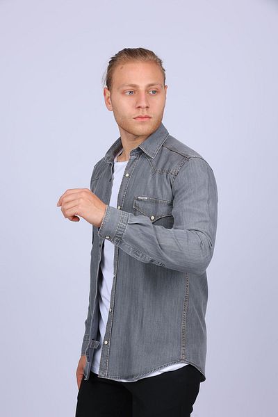 TOUSUS Мъжка риза Slim Fit Western Denim Slm-2019-tss