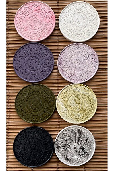 Ueex Home Vivasto Dekoratif Beton Bardak Altlığı 8'li Mozaik Set  (%100 Taş Tozu)