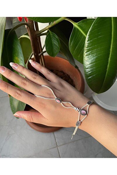 Midyat Artuklu Gümüşçülük Hasır Model İ Kuvars Taşlı Şahmeran Gümüş Bileklik