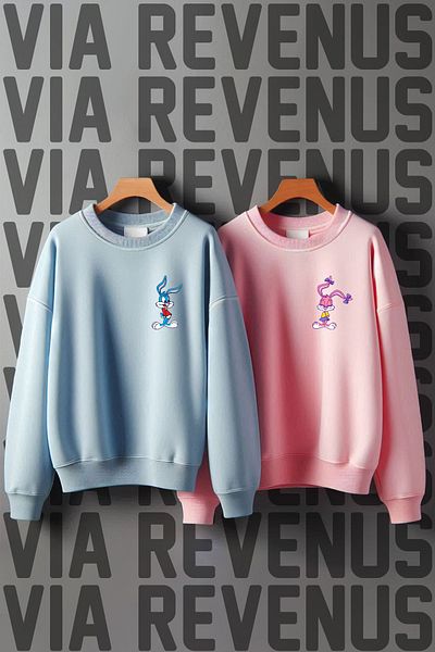 Vordevia Bugs and Lola Bunny Pattern - Hanorac cu 3 fire pentru iubitorul largi