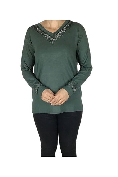 ECE GİYİM Γυναικεία Μπλούζα Nergis Stone V Neck - Seasonal