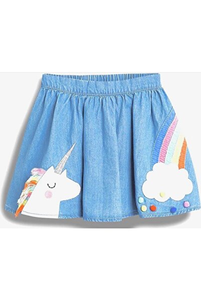 Petityu Cute Unicorn and Rainbow Patterned Children's Skirt