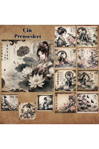 Pink Swan Craft Prințese chinezești de epocă - Set de autocolante cu etichete...